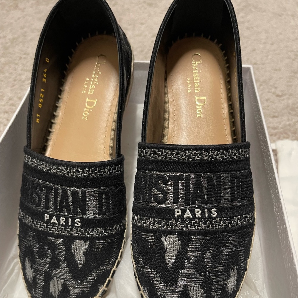6.5 Christian Dior Black Granville Espadrilles Authentic, Never worn